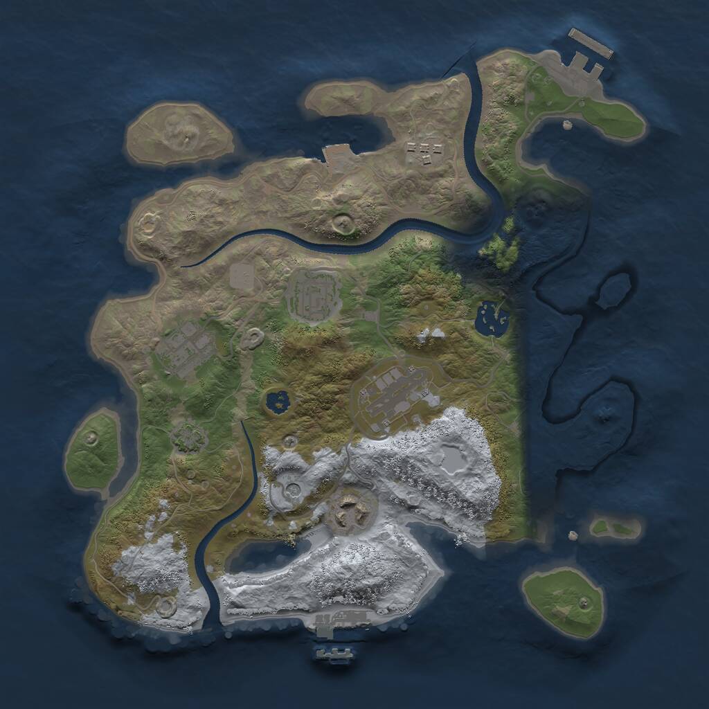 Rust Map: Procedural Map, Size: 3000, Seed: 1117204087, 11 Monuments