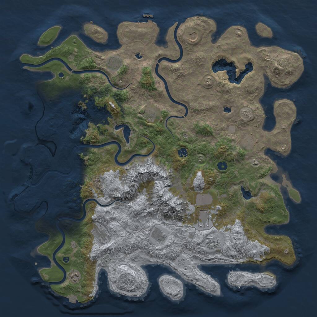 Rust Map: Procedural Map, Size: 5000, Seed: 5641, 17 Monuments