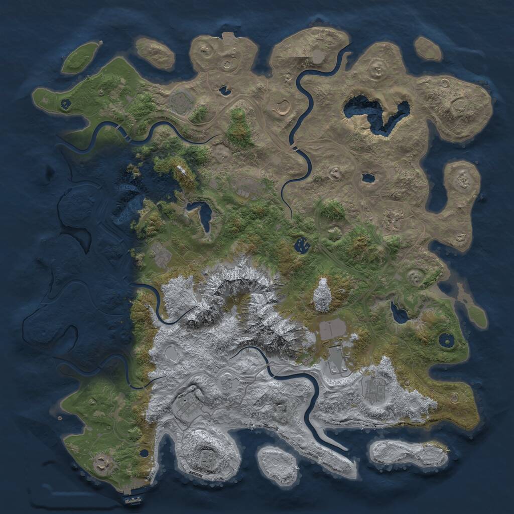 Rust Map: Procedural Map, Size: 5000, Seed: 5641, 17 Monuments