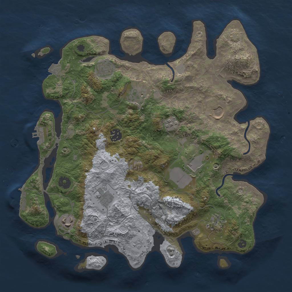 Rust Map: Procedural Map, Size: 3500, Seed: 1610906115, 17 Monuments