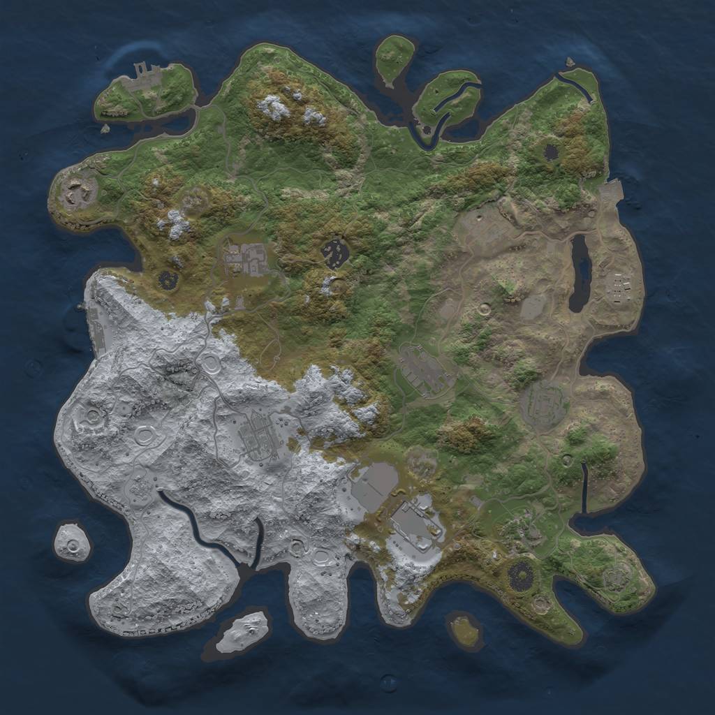 Rust Map: Procedural Map, Size: 3800, Seed: 897209475, 18 Monuments
