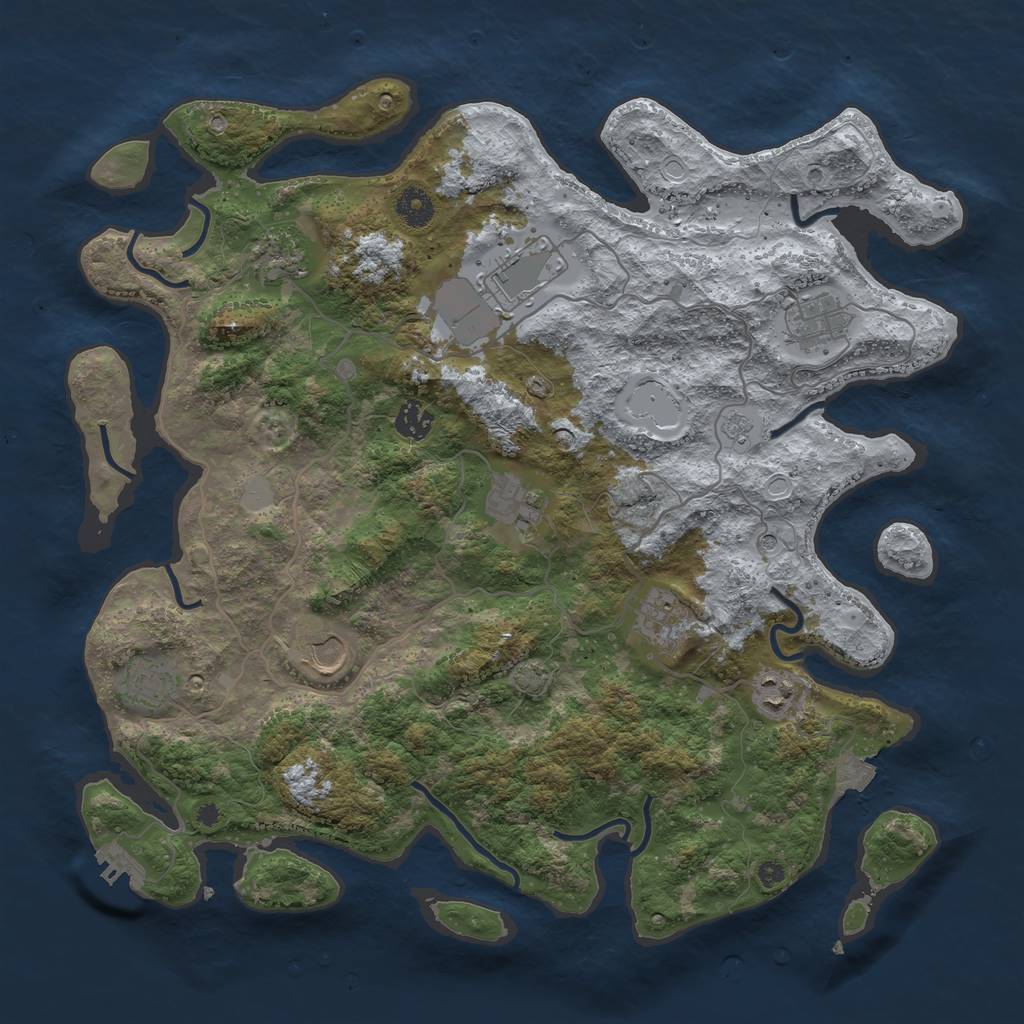 Rust Map: Procedural Map, Size: 4000, Seed: 733627856, 16 Monuments