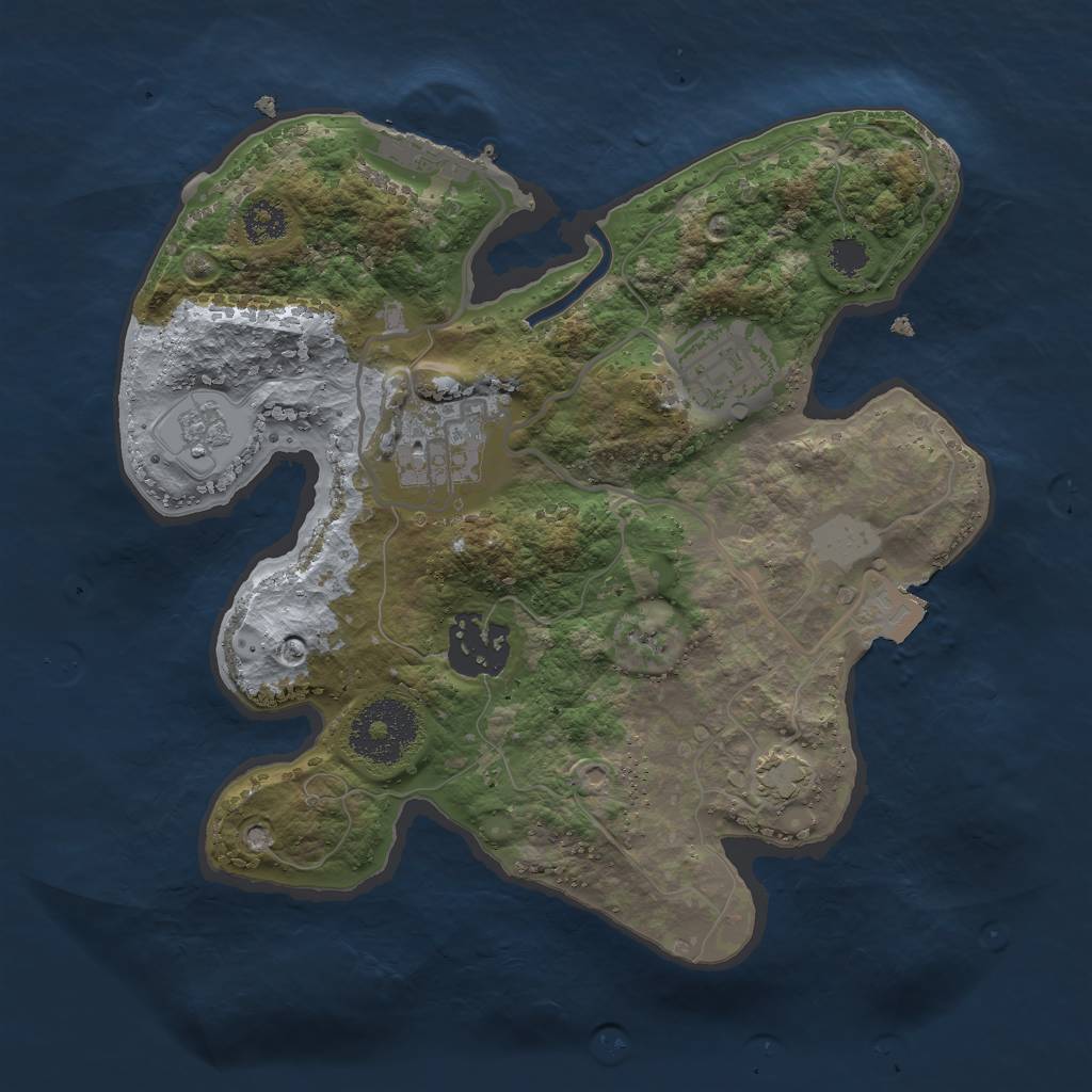 Rust Map: Procedural Map, Size: 2500, Seed: 1968576498, 9 Monuments