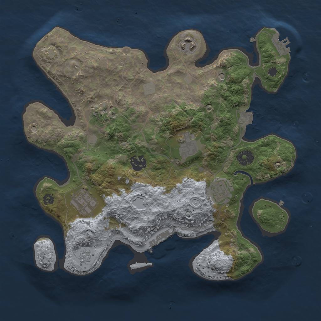 Rust Map: Procedural Map, Size: 3000, Seed: 1837575428, 14 Monuments