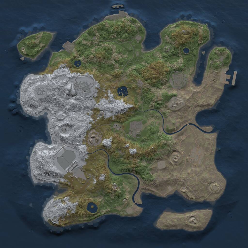 Rust Map: Procedural Map, Size: 3500, Seed: 622401563, 13 Monuments