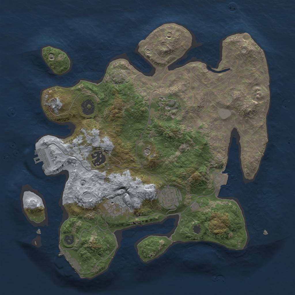 Rust Map: Procedural Map, Size: 3000, Seed: 1010288523, 11 Monuments