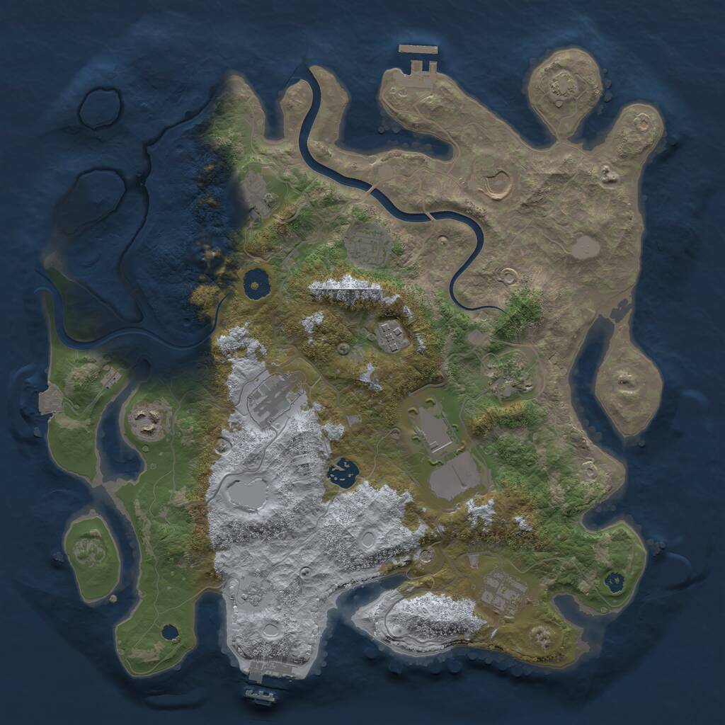 Rust Map: Procedural Map, Size: 3750, Seed: 106290356, 16 Monuments