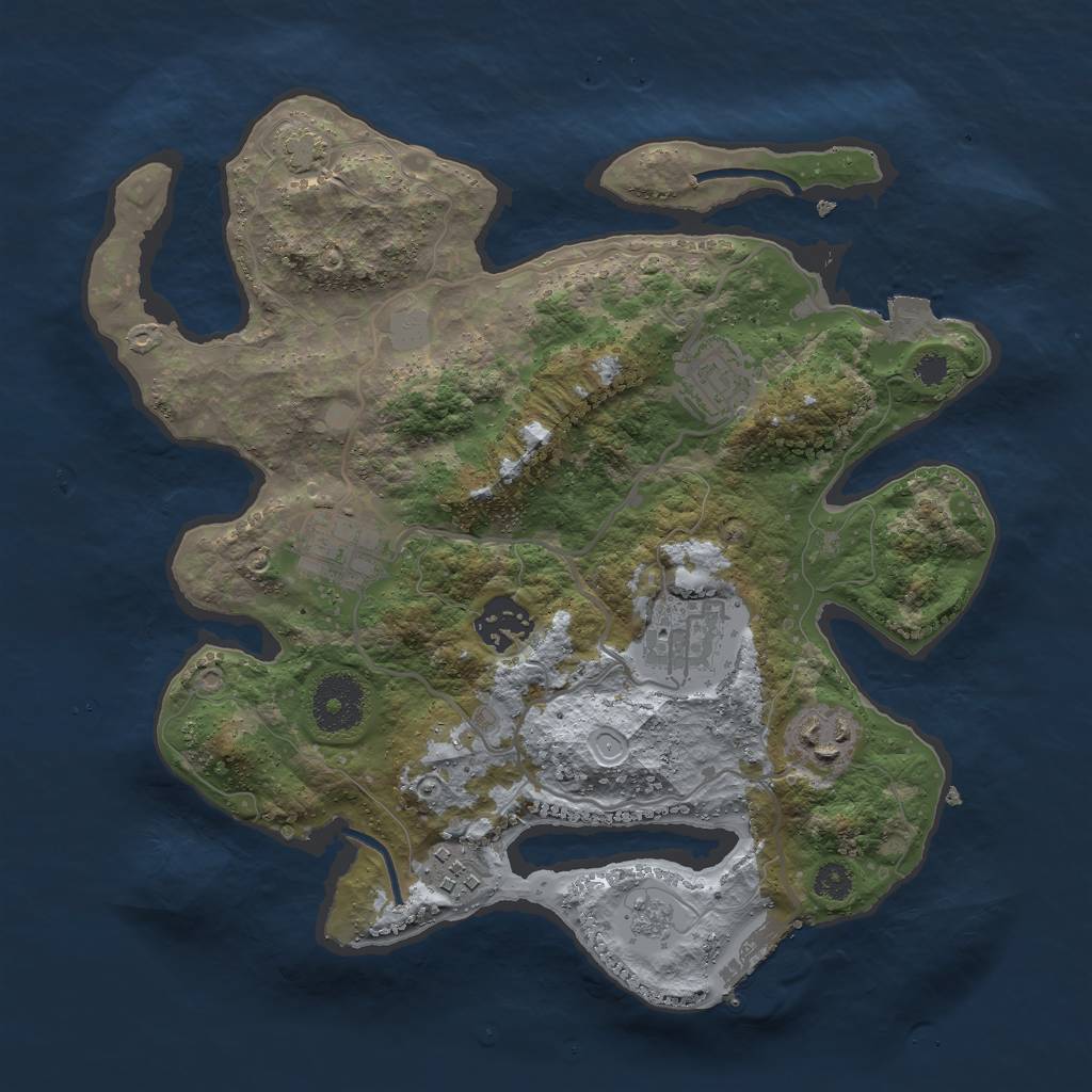 Rust Map: Procedural Map, Size: 3000, Seed: 8371549, 12 Monuments