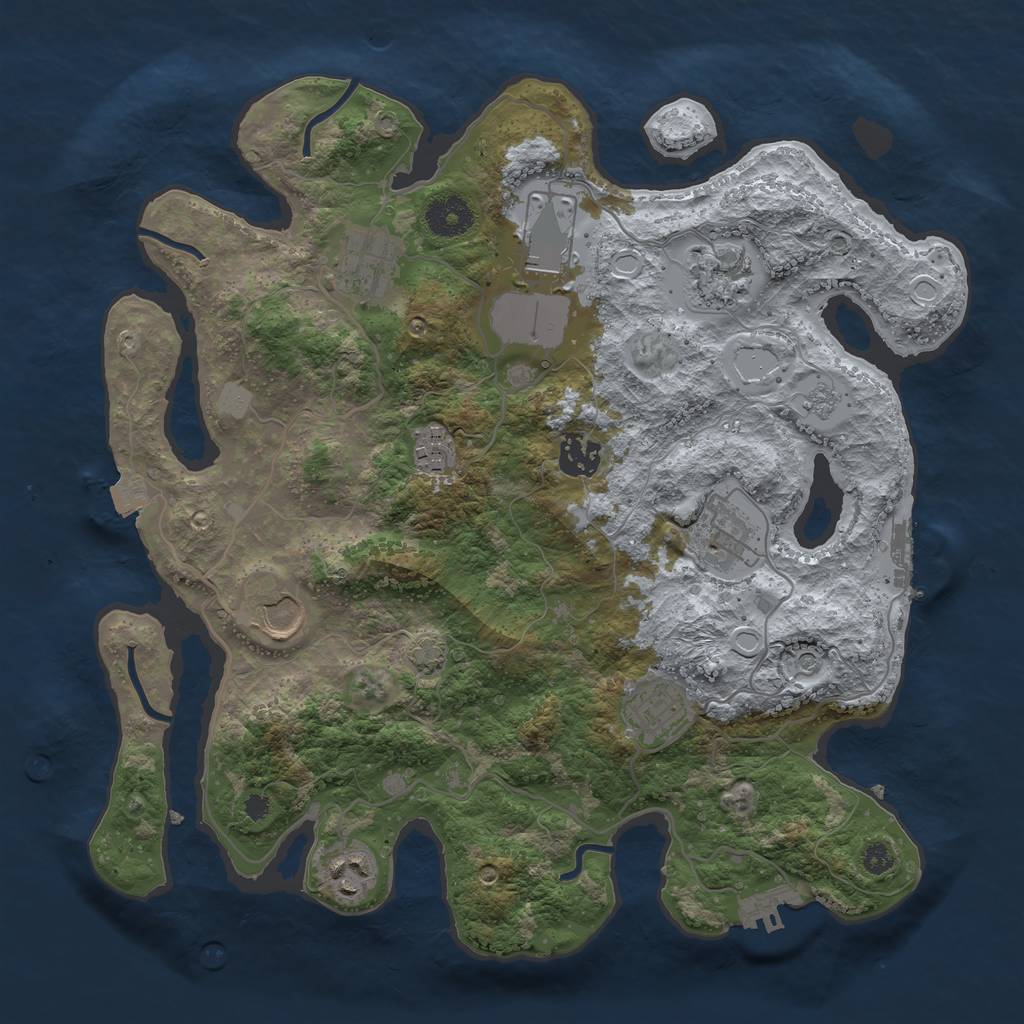 Rust Map: Procedural Map, Size: 3500, Seed: 1350652740, 17 Monuments