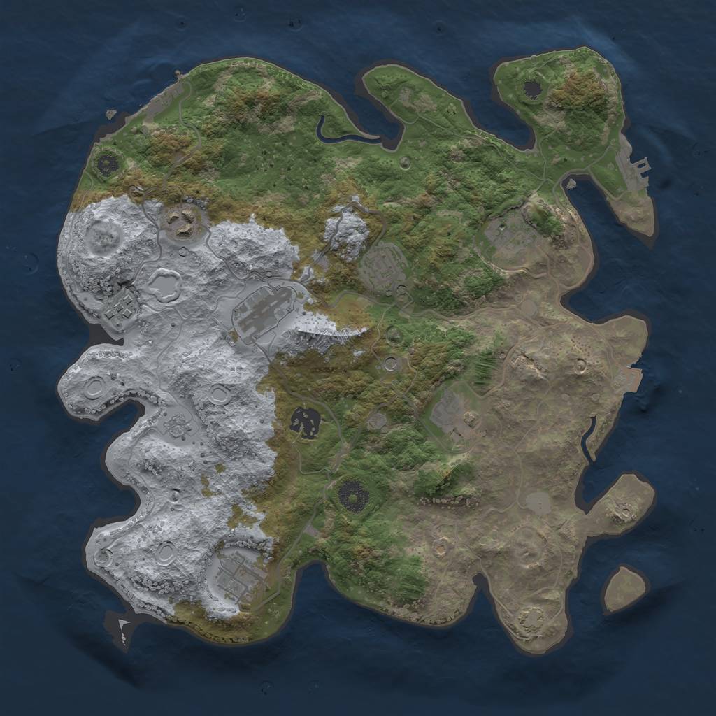 Rust Map: Procedural Map, Size: 3444, Seed: 1341975441, 16 Monuments
