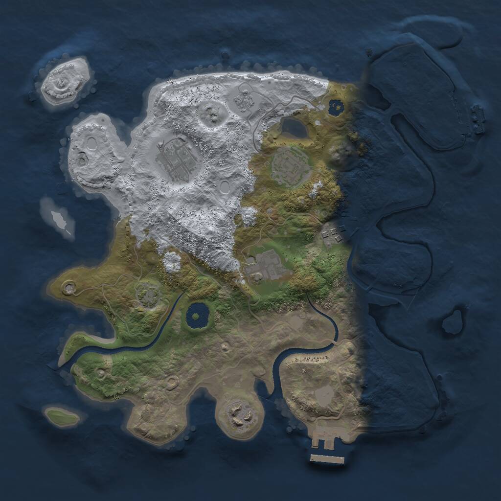 Rust Map: Procedural Map, Size: 3000, Seed: 2107430985, 10 Monuments