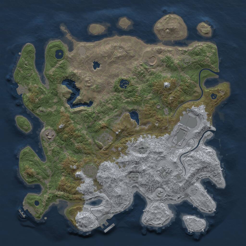 Rust Map: Procedural Map, Size: 4000, Seed: 838634511, 14 Monuments