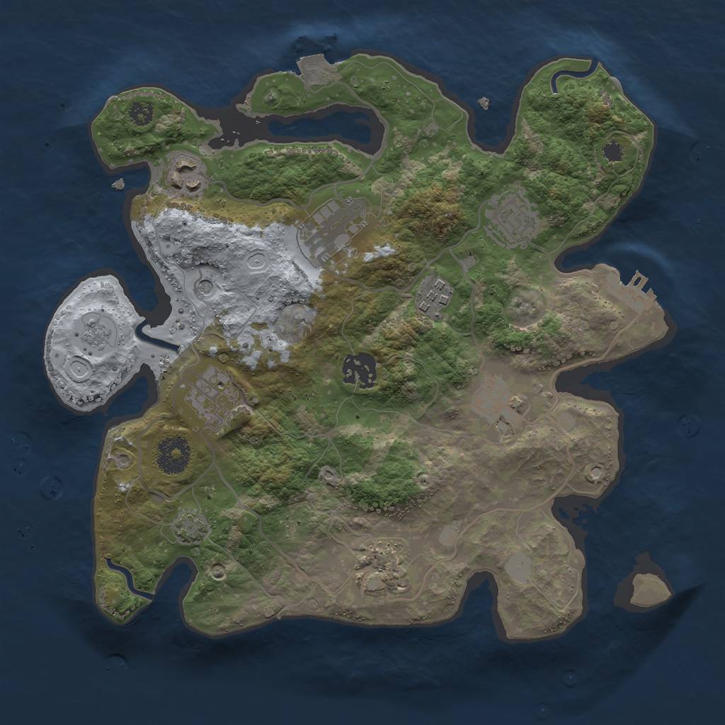 Rust Map: Procedural Map, Size: 3000, Seed: 308828311, 15 Monuments