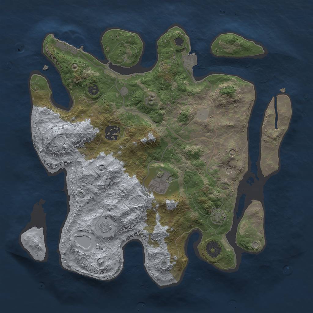 Rust Map: Procedural Map, Size: 3000, Seed: 18220, 9 Monuments