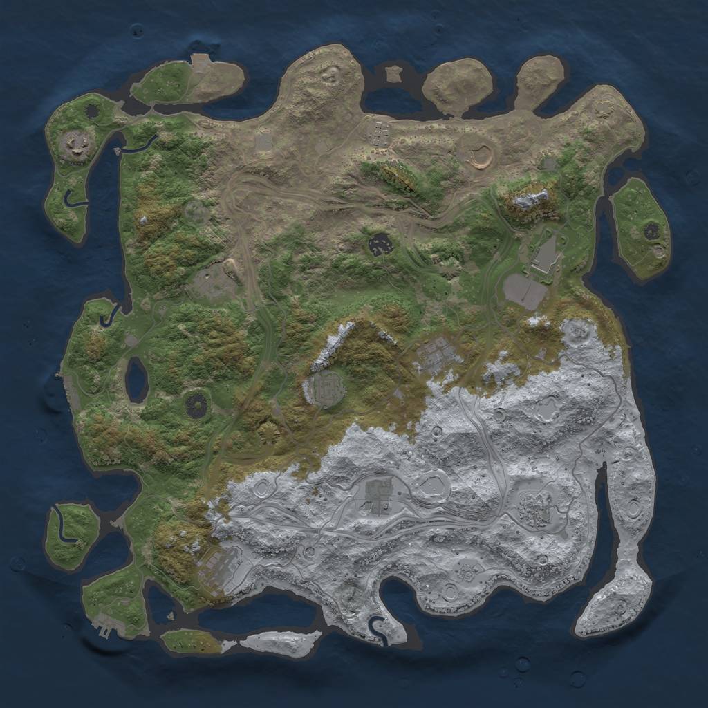 Rust Map: Procedural Map, Size: 4500, Seed: 596406373, 19 Monuments