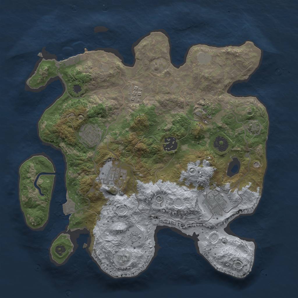 Rust Map: Procedural Map, Size: 3000, Seed: 1729169191, 13 Monuments