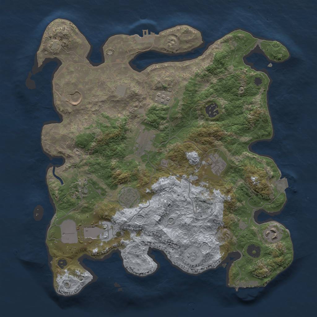 Rust Map: Procedural Map, Size: 3500, Seed: 1609061165, 17 Monuments