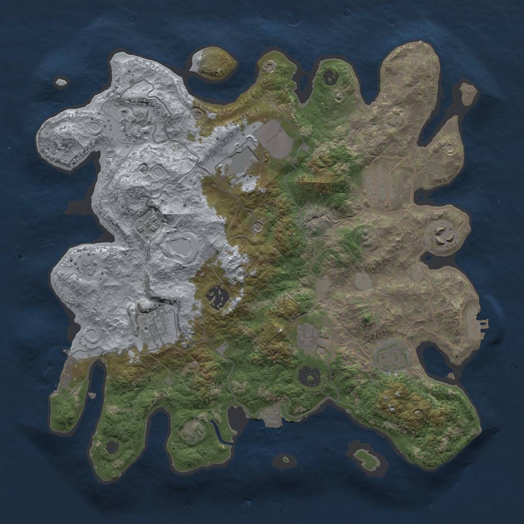 Rust Map: Procedural Map, Size: 3500, Seed: 658121082, 17 Monuments