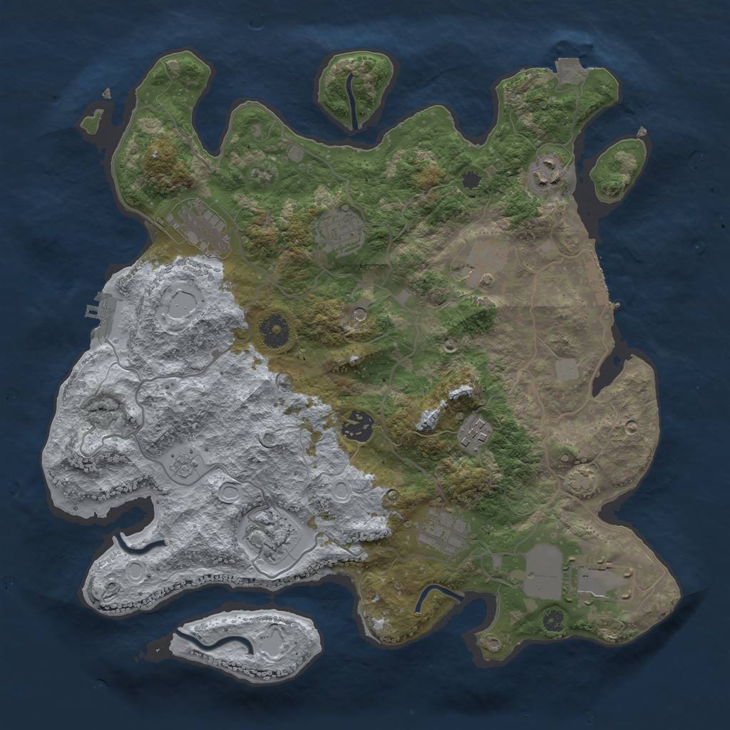 Rust Map: Procedural Map, Size: 3500, Seed: 756114267, 17 Monuments