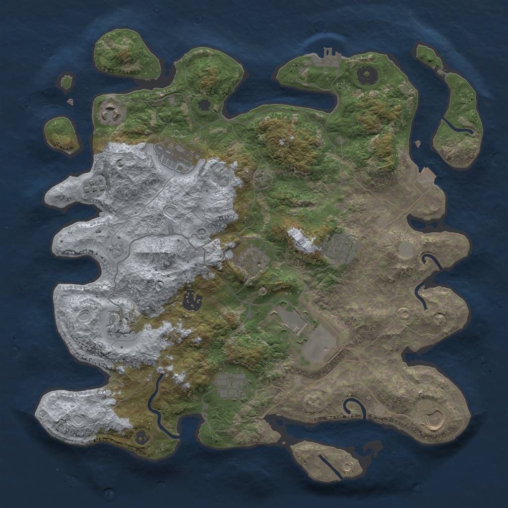 Rust Map: Procedural Map, Size: 3750, Seed: 2141262585, 17 Monuments