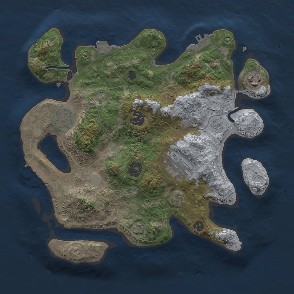 Rust Map: Procedural Map, Size: 3000, Seed: 2076896982, 12 Monuments