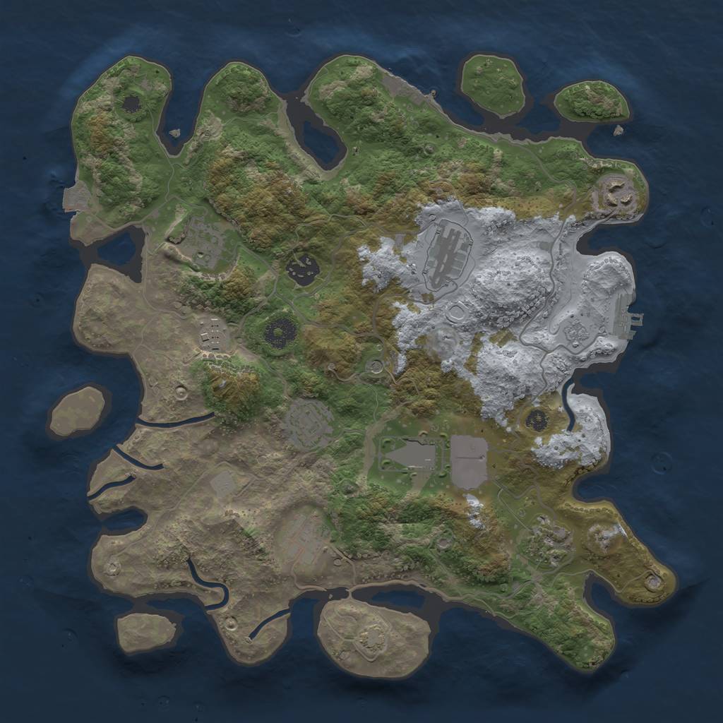 Rust Map: Procedural Map, Size: 3500, Seed: 662049786, 17 Monuments