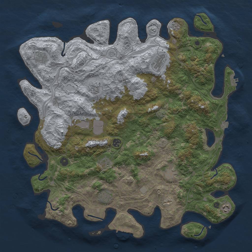 Rust Map: Procedural Map, Size: 4500, Seed: 333884561, 18 Monuments