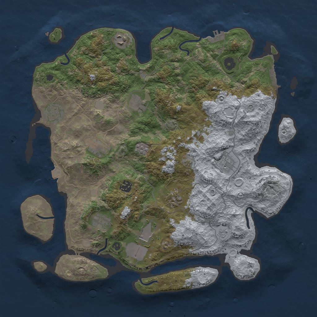 Rust Map: Procedural Map, Size: 4000, Seed: 1980348895, 18 Monuments