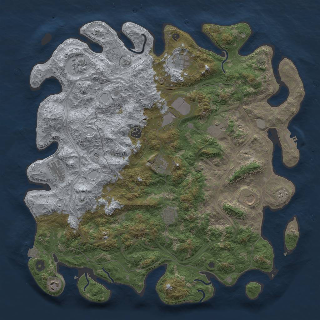 Rust Map: Procedural Map, Size: 4550, Seed: 1785131757, 18 Monuments