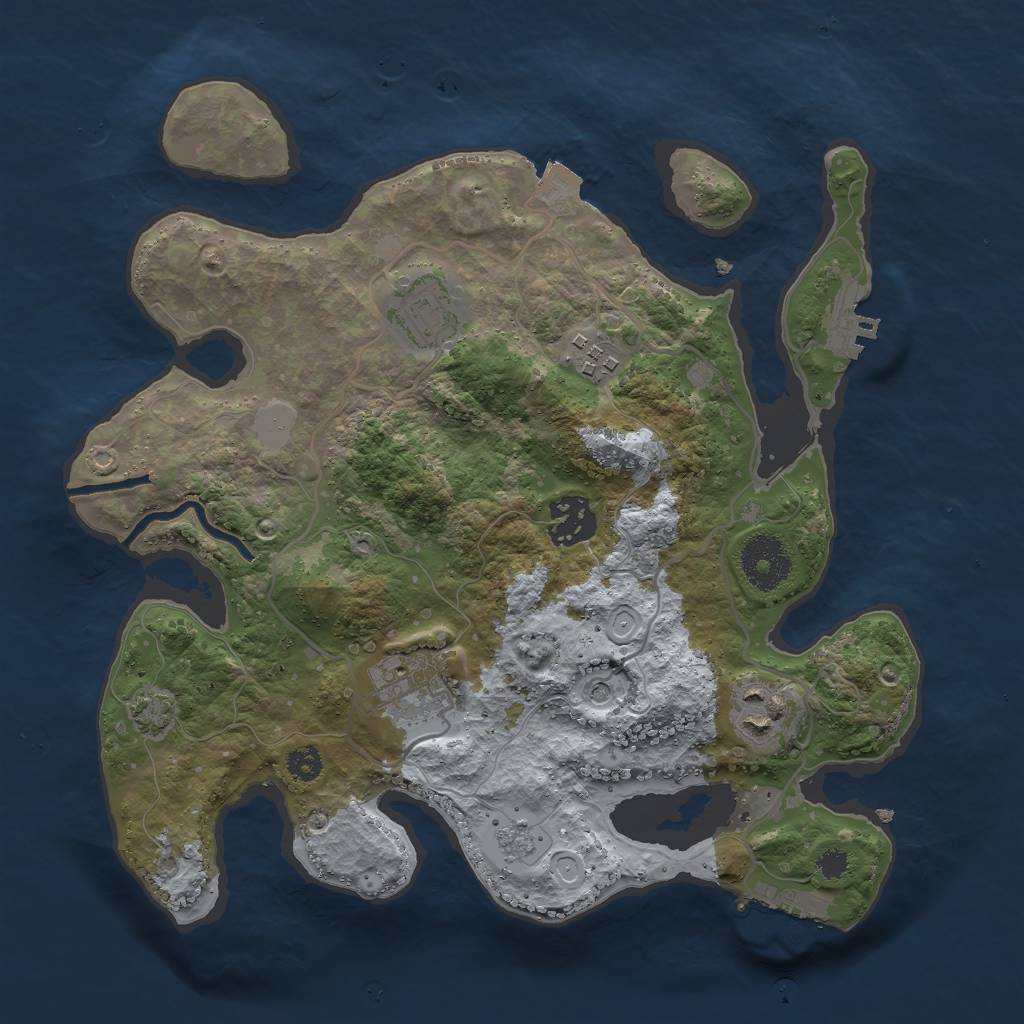 Rust Map: Procedural Map, Size: 3000, Seed: 631002019, 13 Monuments