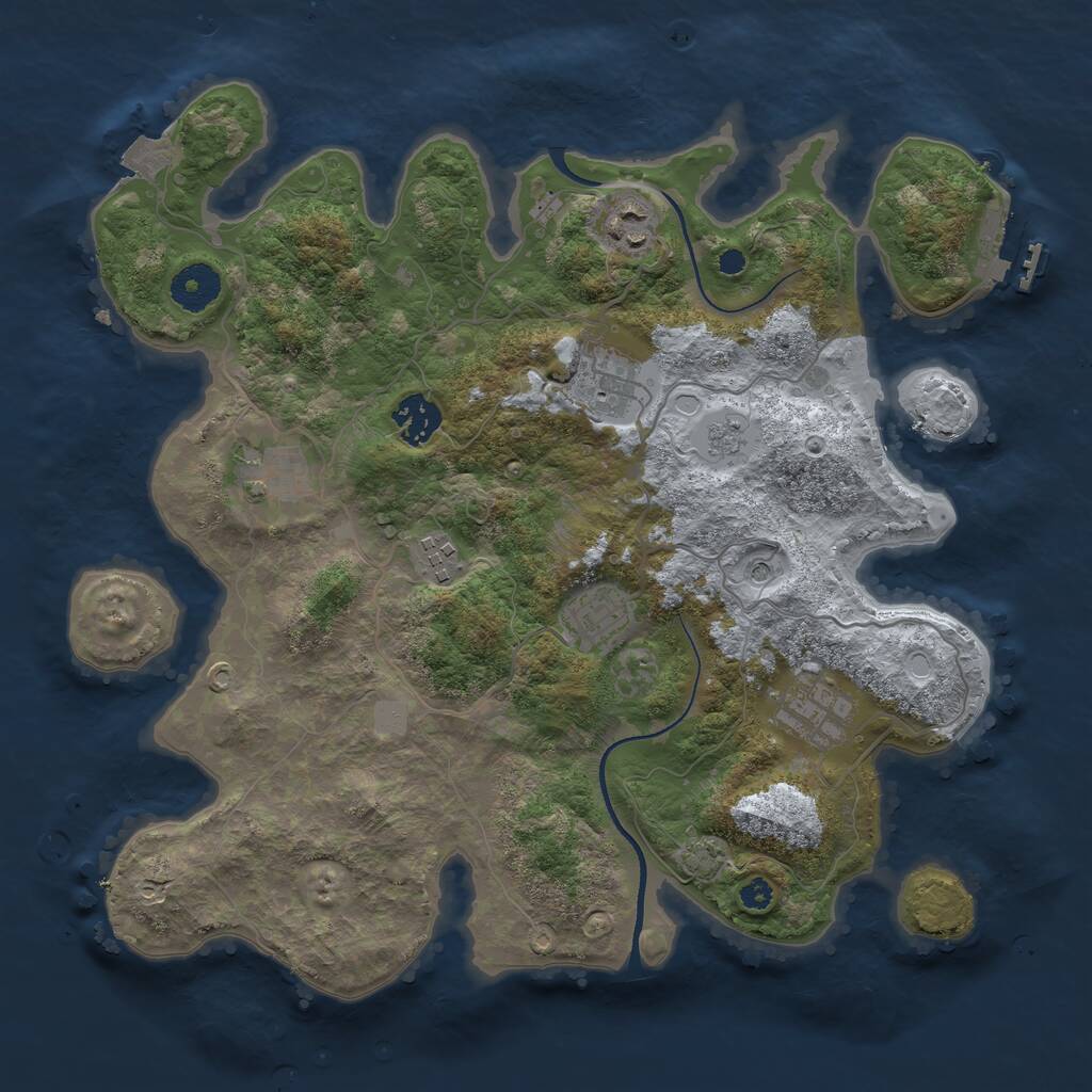 Rust Map: Procedural Map, Size: 3450, Seed: 1848518296, 12 Monuments