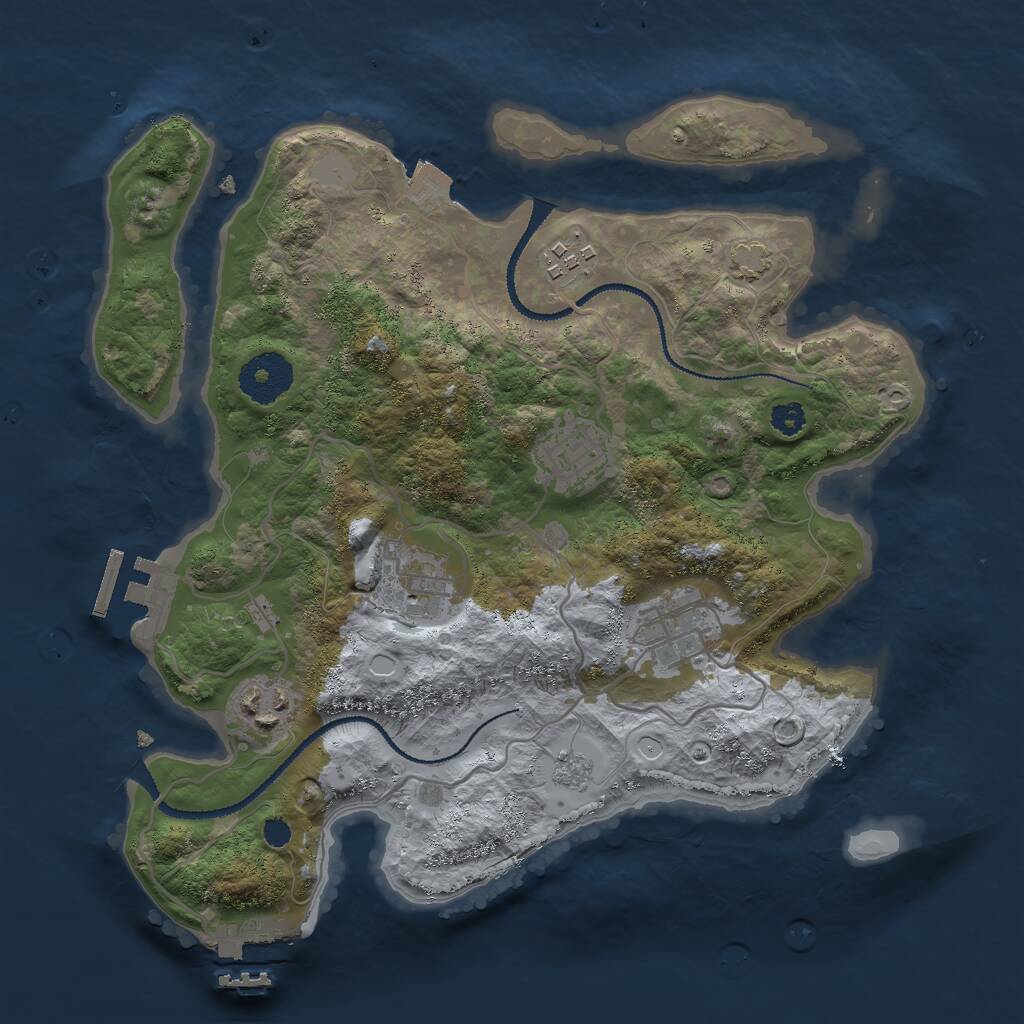Rust Map: Procedural Map, Size: 3000, Seed: 1097296778, 10 Monuments