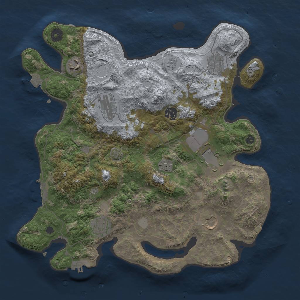 Rust Map: Procedural Map, Size: 3500, Seed: 1582992558, 16 Monuments