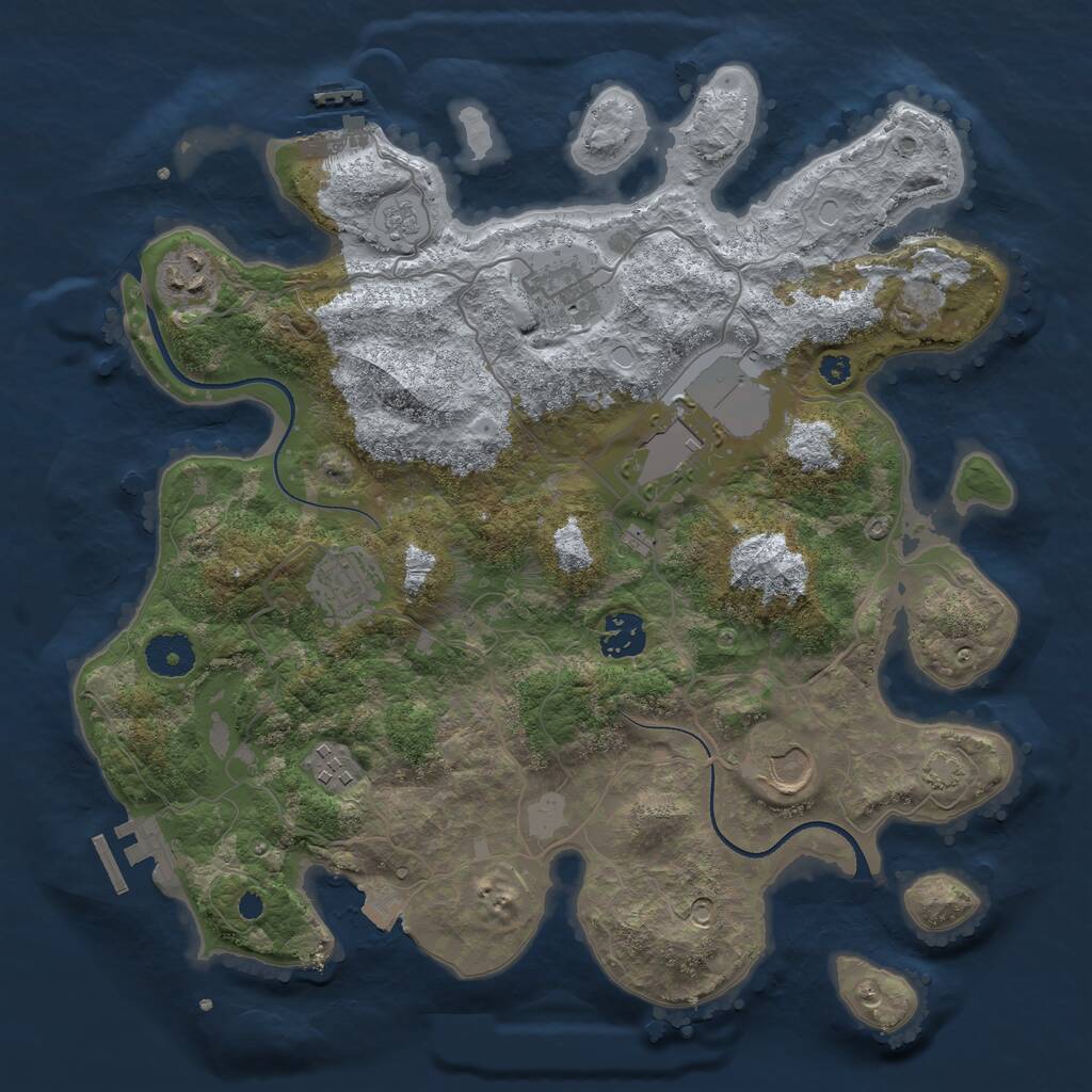 Rust Map: Procedural Map, Size: 3500, Seed: 439546111, 12 Monuments