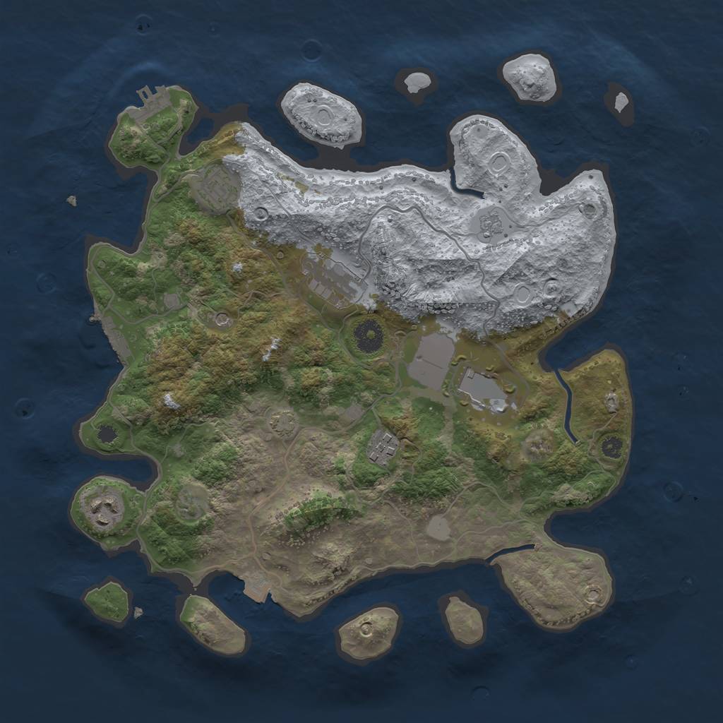 Rust Map: Procedural Map, Size: 3500, Seed: 422452618, 13 Monuments