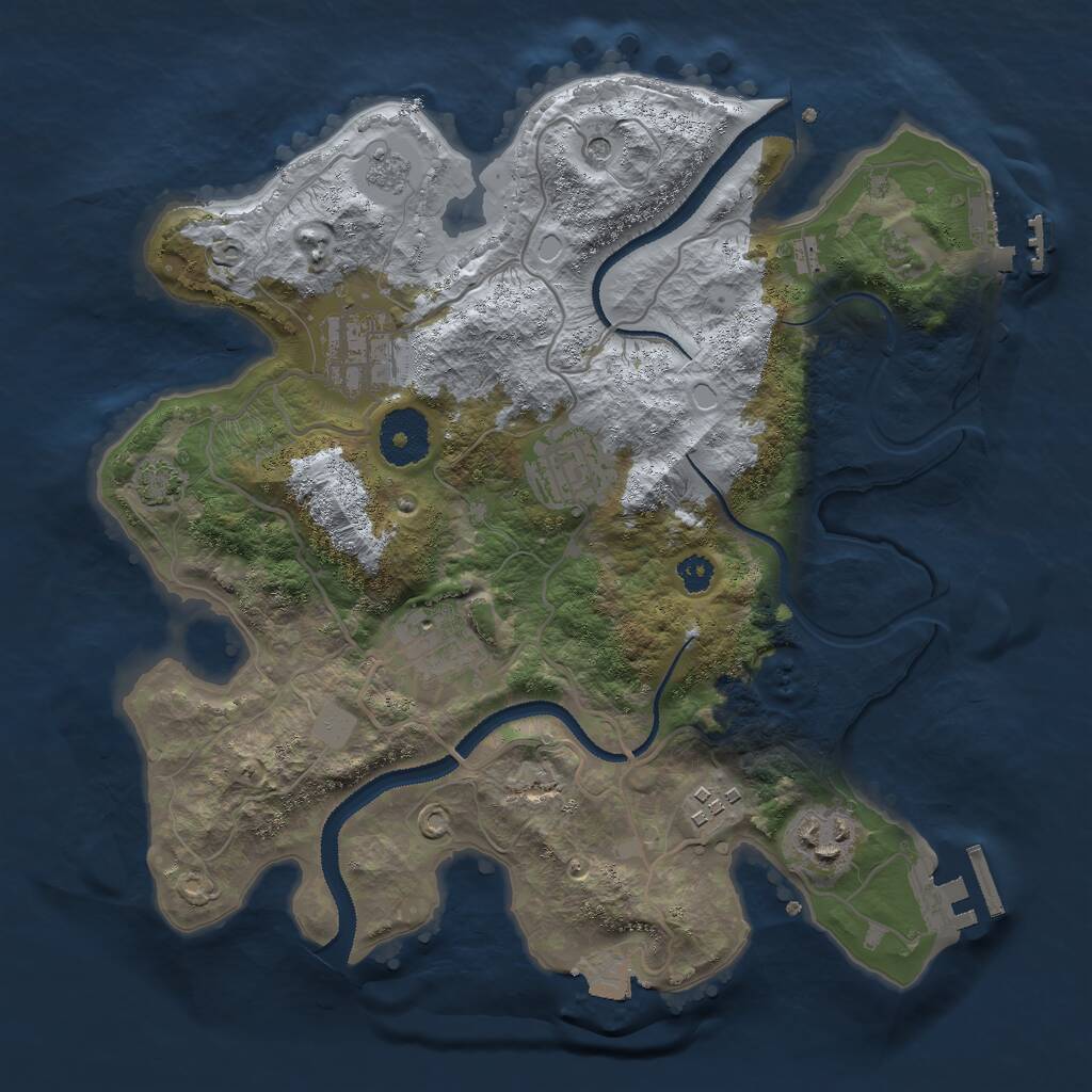 Rust Map: Procedural Map, Size: 3000, Seed: 877807, 11 Monuments