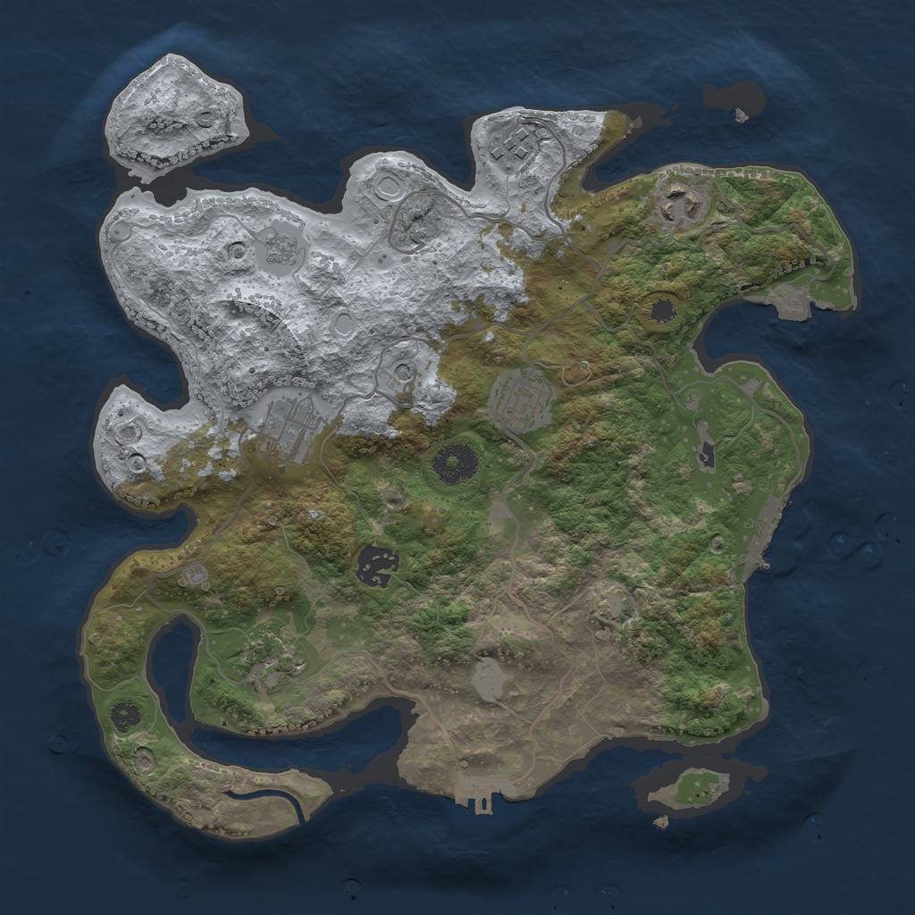 Rust Map: Procedural Map, Size: 3250, Seed: 1995616543, 14 Monuments