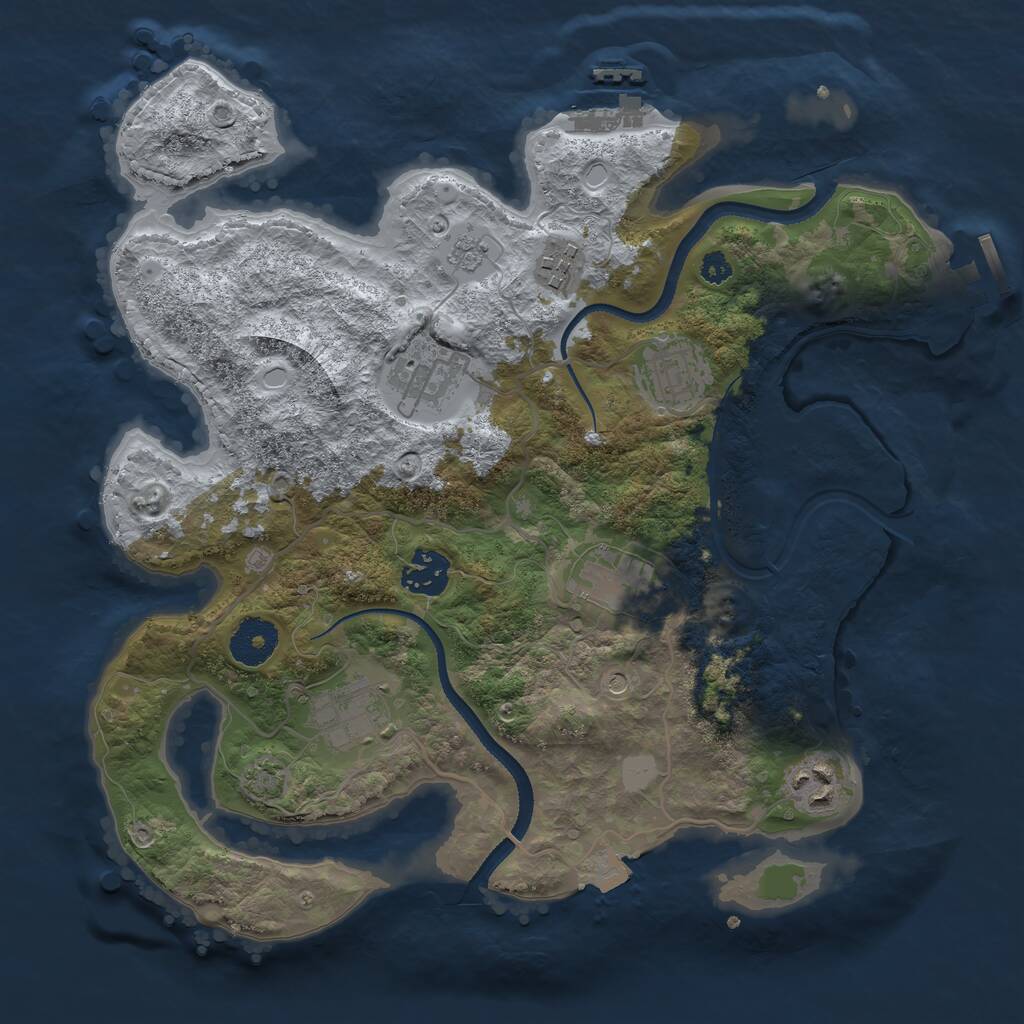 Rust Map: Procedural Map, Size: 3250, Seed: 1995616543, 13 Monuments