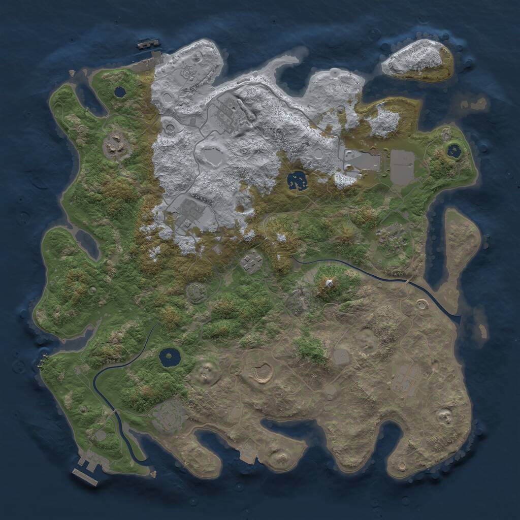 Rust Map: Procedural Map, Size: 3850, Seed: 77796996, 16 Monuments