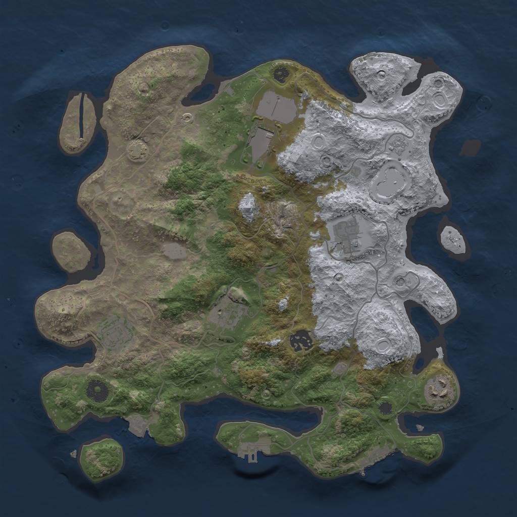 Rust Map: Procedural Map, Size: 3500, Seed: 647859, 14 Monuments
