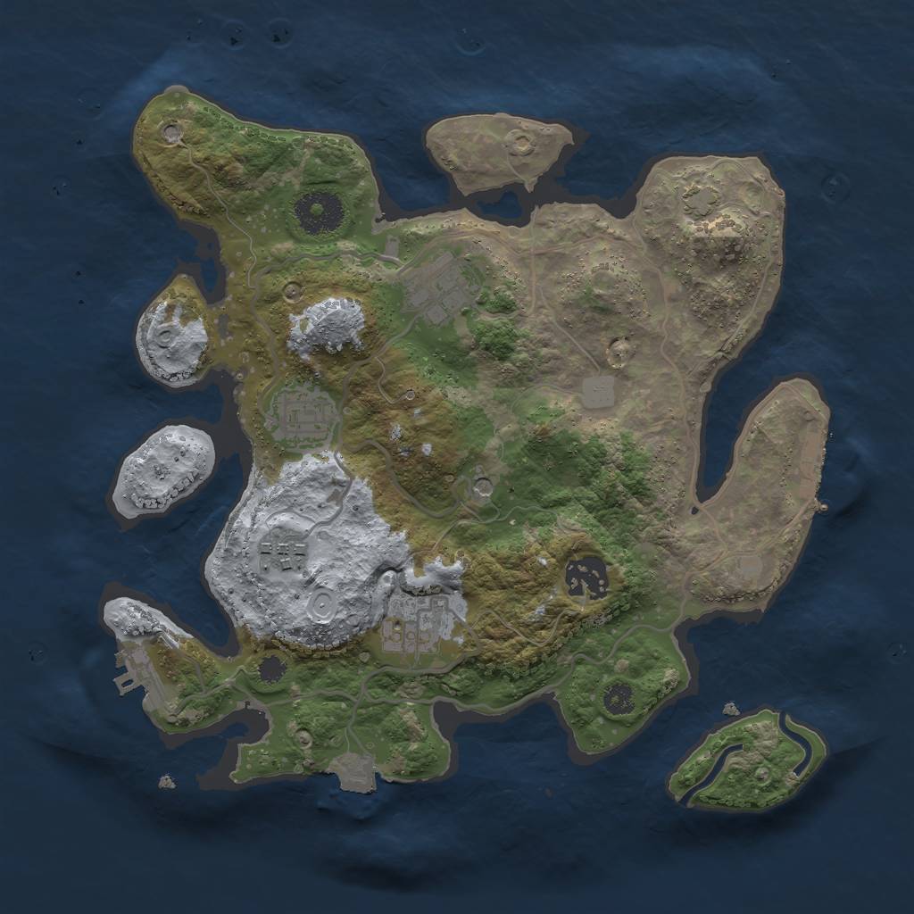 Rust Map: Procedural Map, Size: 3000, Seed: 20403, 12 Monuments