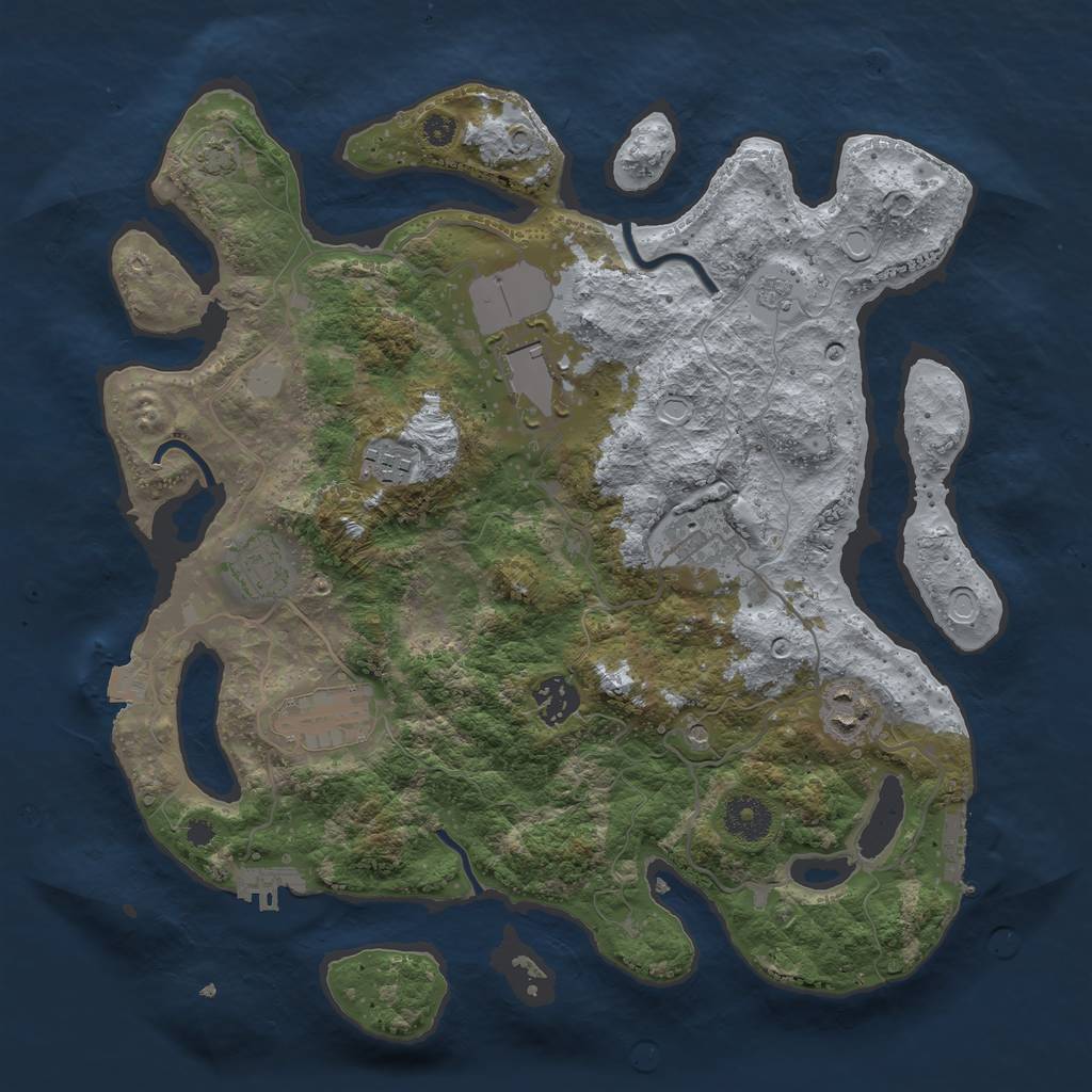 Rust Map: Procedural Map, Size: 3500, Seed: 1234561, 15 Monuments