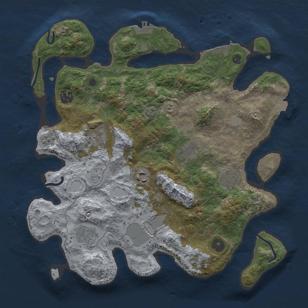 Rust Map: Procedural Map, Size: 3500, Seed: 678731643, 16 Monuments