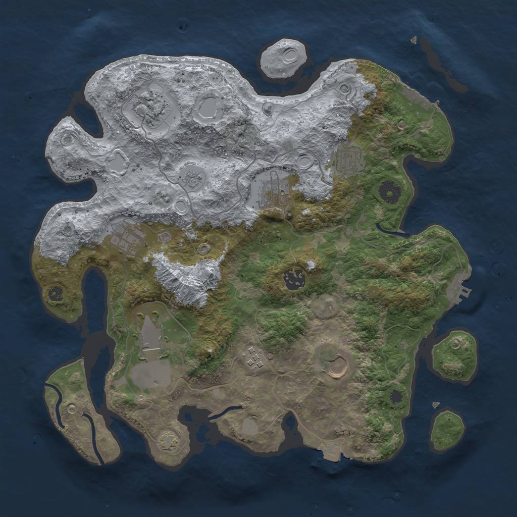 Rust Map: Procedural Map, Size: 3500, Seed: 1079500420, 16 Monuments