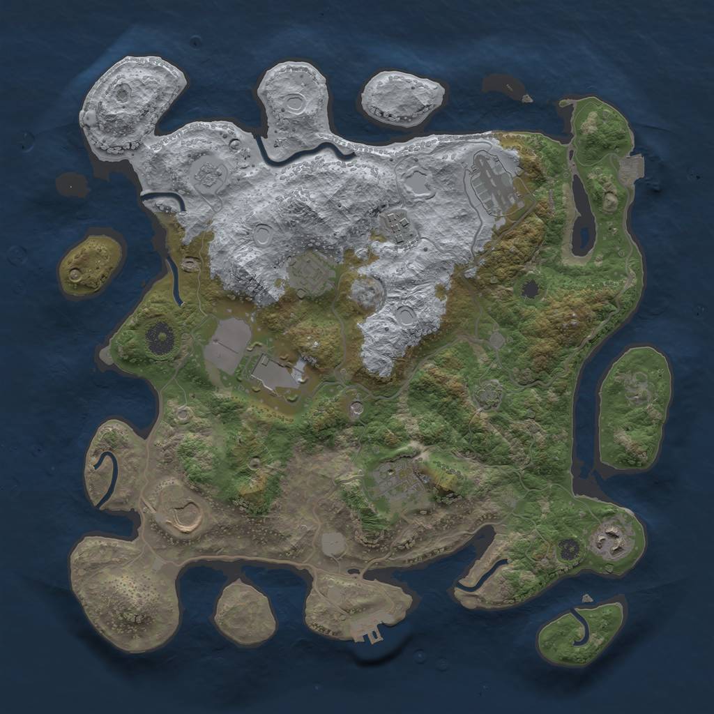 Rust Map: Procedural Map, Size: 3500, Seed: 106690237, 14 Monuments