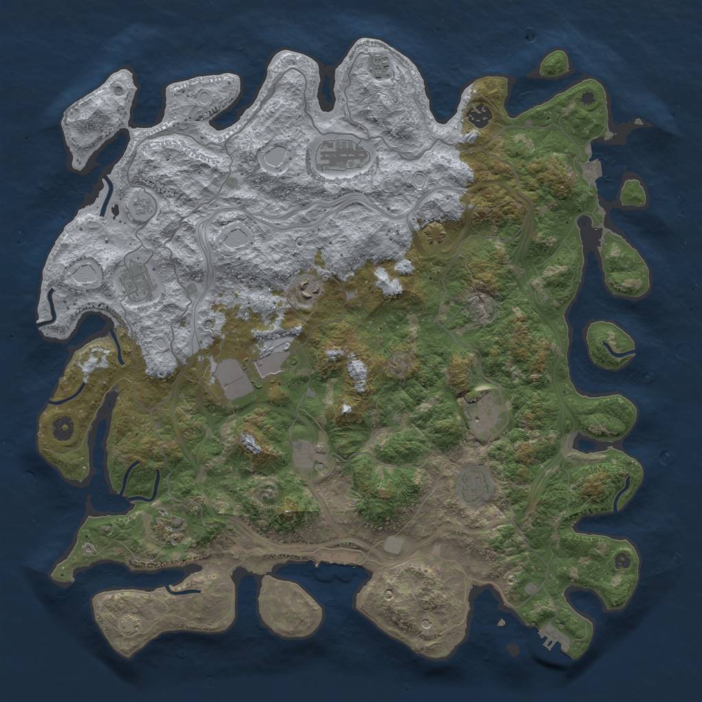 Rust Map: Procedural Map, Size: 4500, Seed: 895363882, 18 Monuments