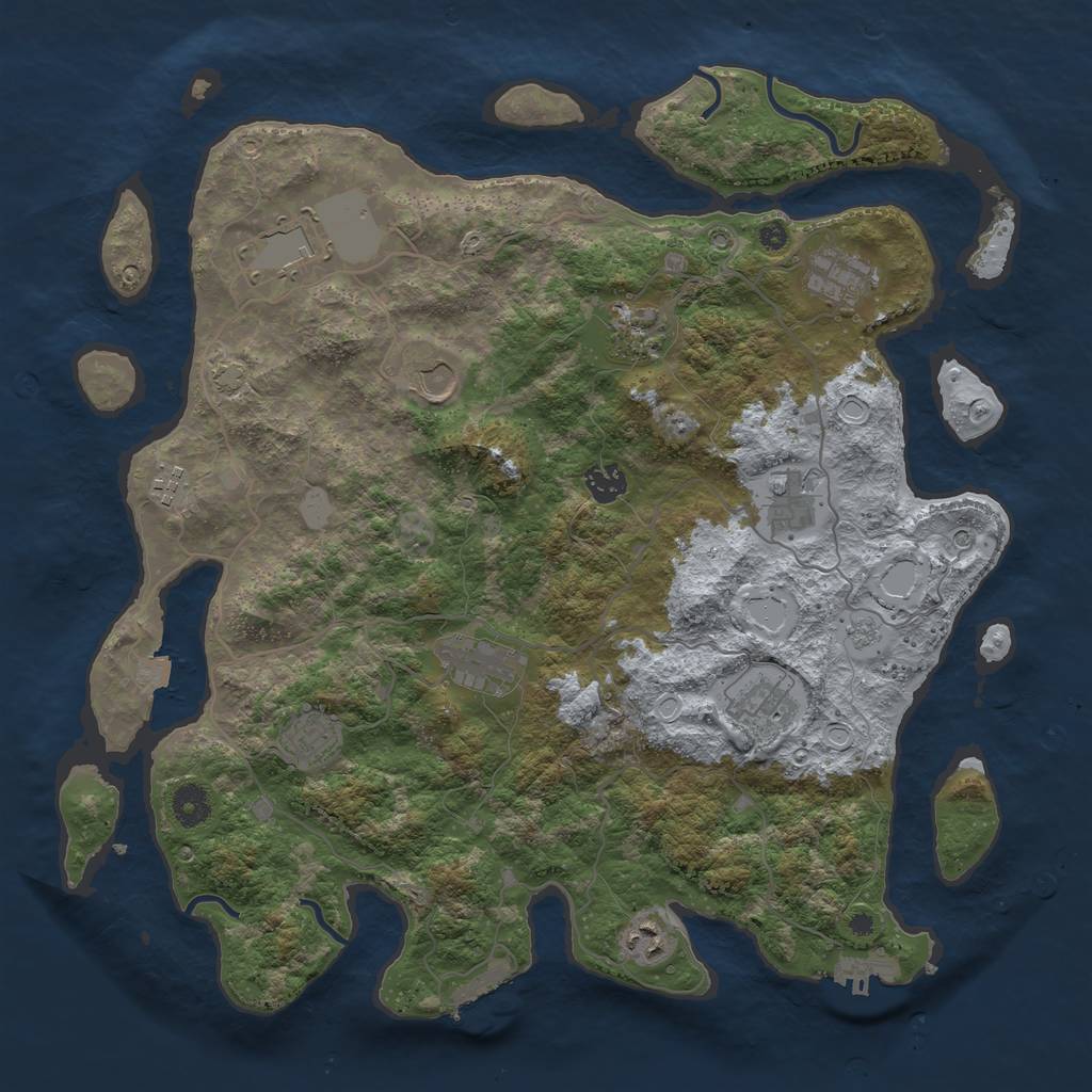 Rust Map: Procedural Map, Size: 4050, Seed: 897017167, 19 Monuments