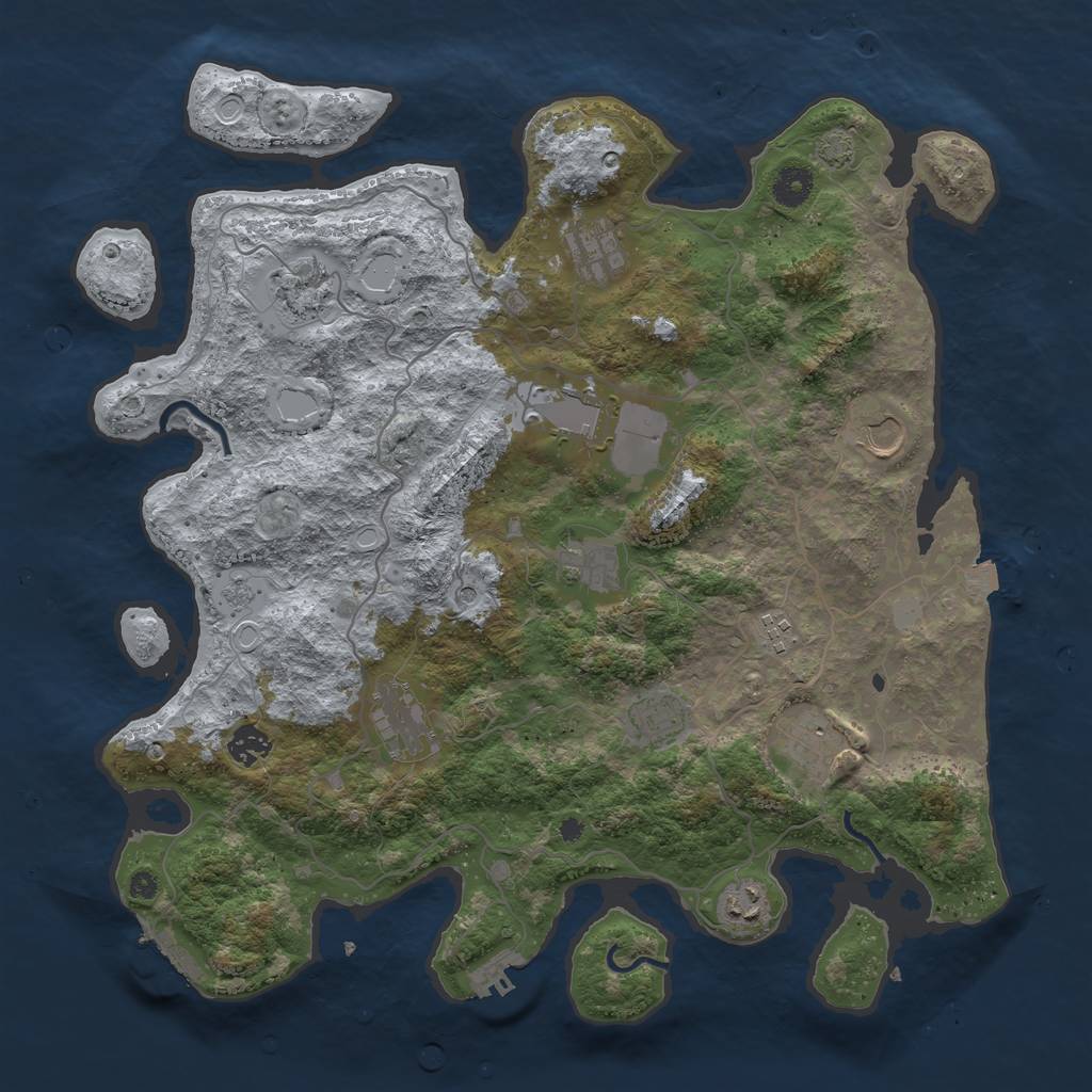 Rust Map: Procedural Map, Size: 4050, Seed: 864540724, 19 Monuments
