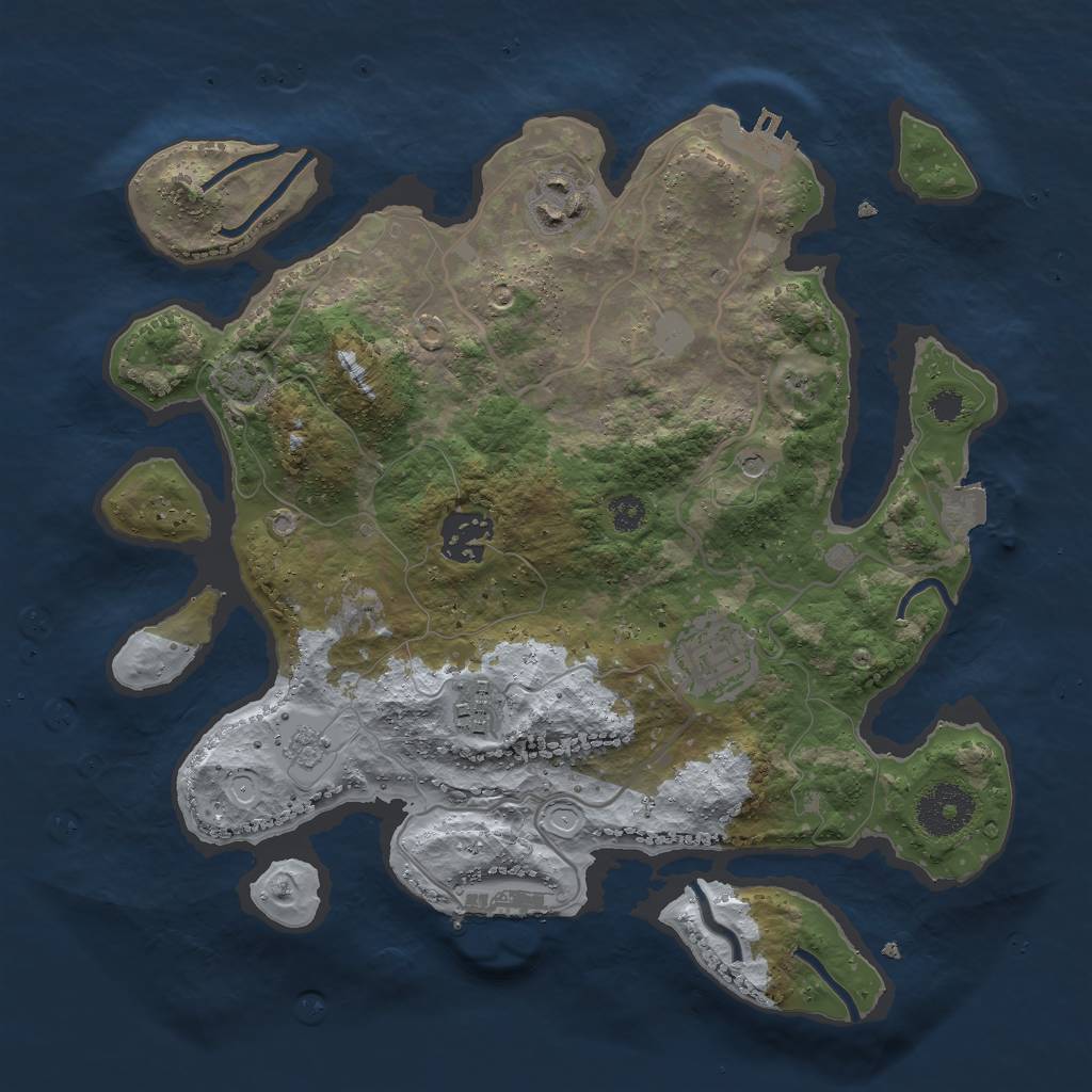 Rust Map: Procedural Map, Size: 3034, Seed: 3000, 12 Monuments