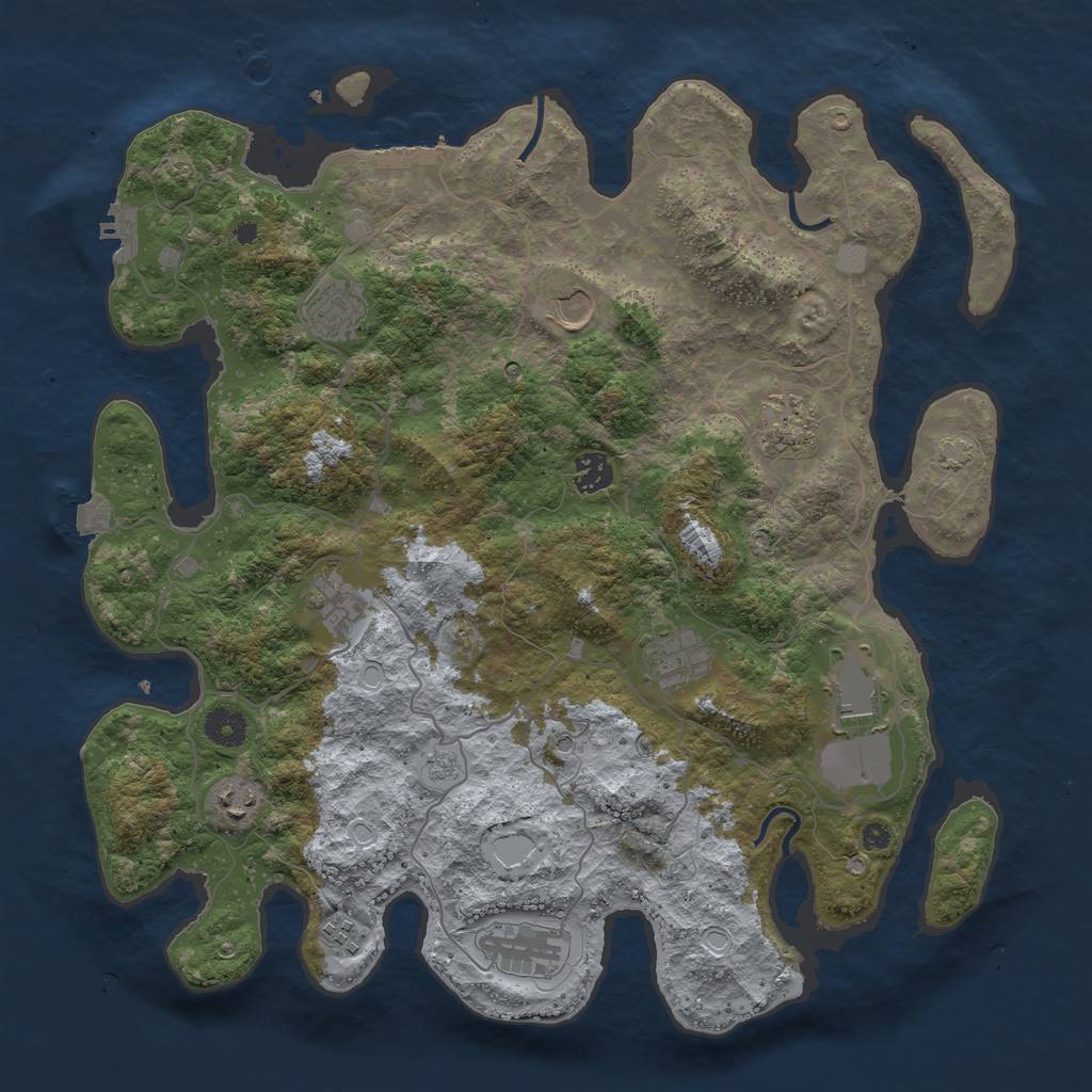 Rust Map: Procedural Map, Size: 4000, Seed: 1206388752, 18 Monuments